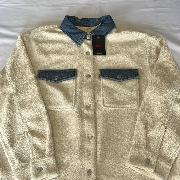Levis Nola Shacket Shirt Jacket Almond Buff White Size XL NWT - Picture 11 of 15